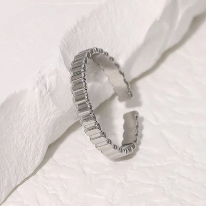 Verstelbare RVS Ring met Blokjes Motief - 3mm Breed