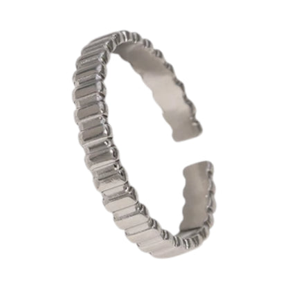 Verstelbare RVS Ring met Blokjes Motief - 3mm Breed