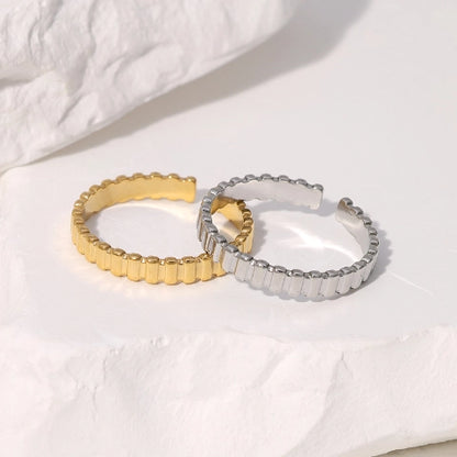 Verstelbare RVS Ring met Blokjes Motief - 3mm Breed