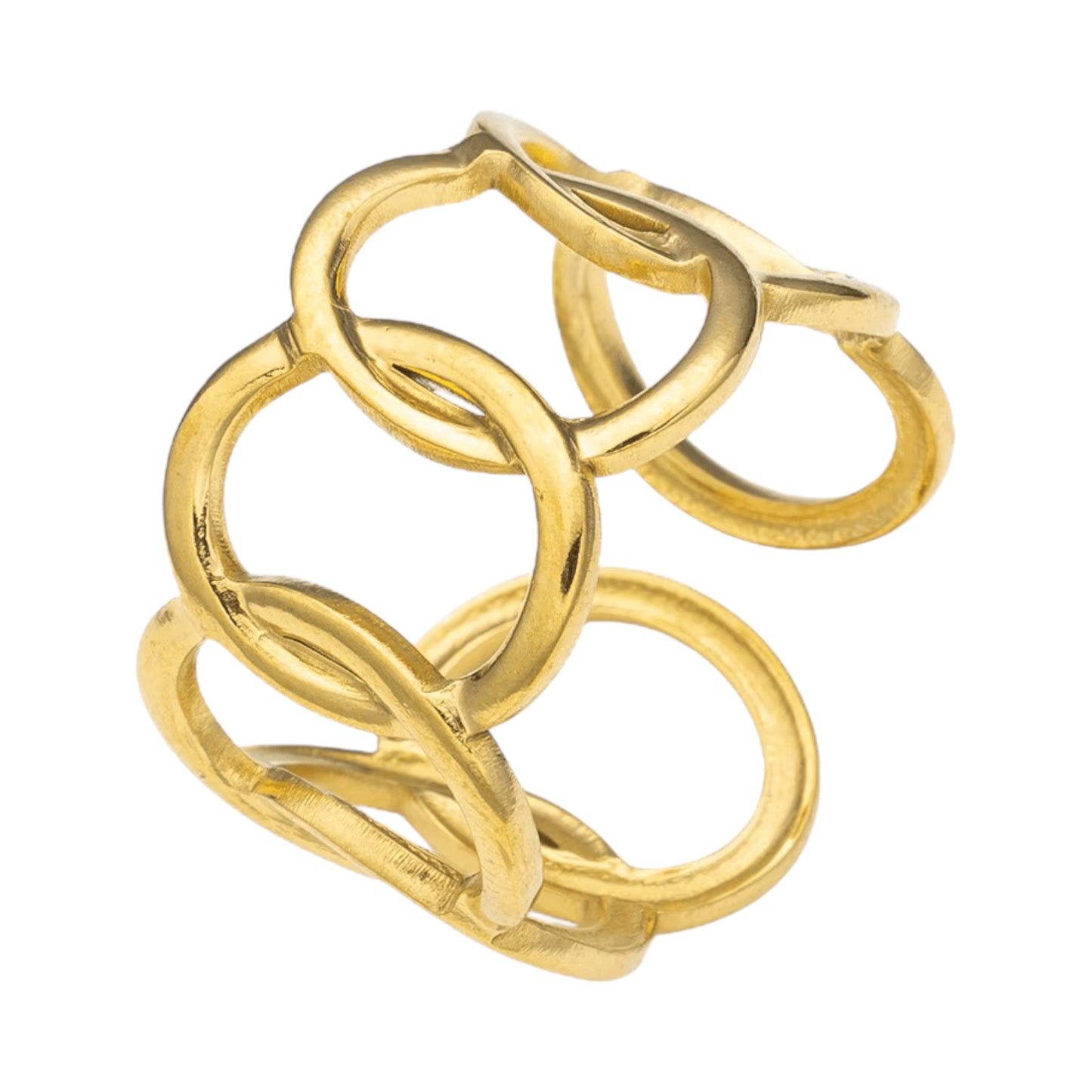 Brede One Size Ring RVS met Ovale Schakels (13 mm)