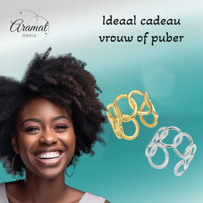 Brede One Size Ring RVS met Ovale Schakels (13 mm)