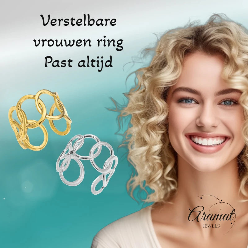 Brede One Size Ring RVS met Ovale Schakels (13 mm)