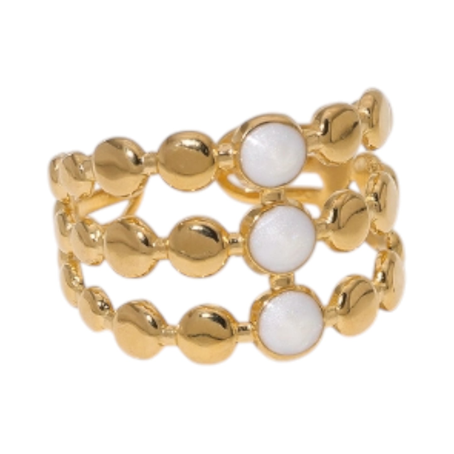 Brede Verstelbare Ring met 3 Emaille Cirkels - Goudkleurig RVS