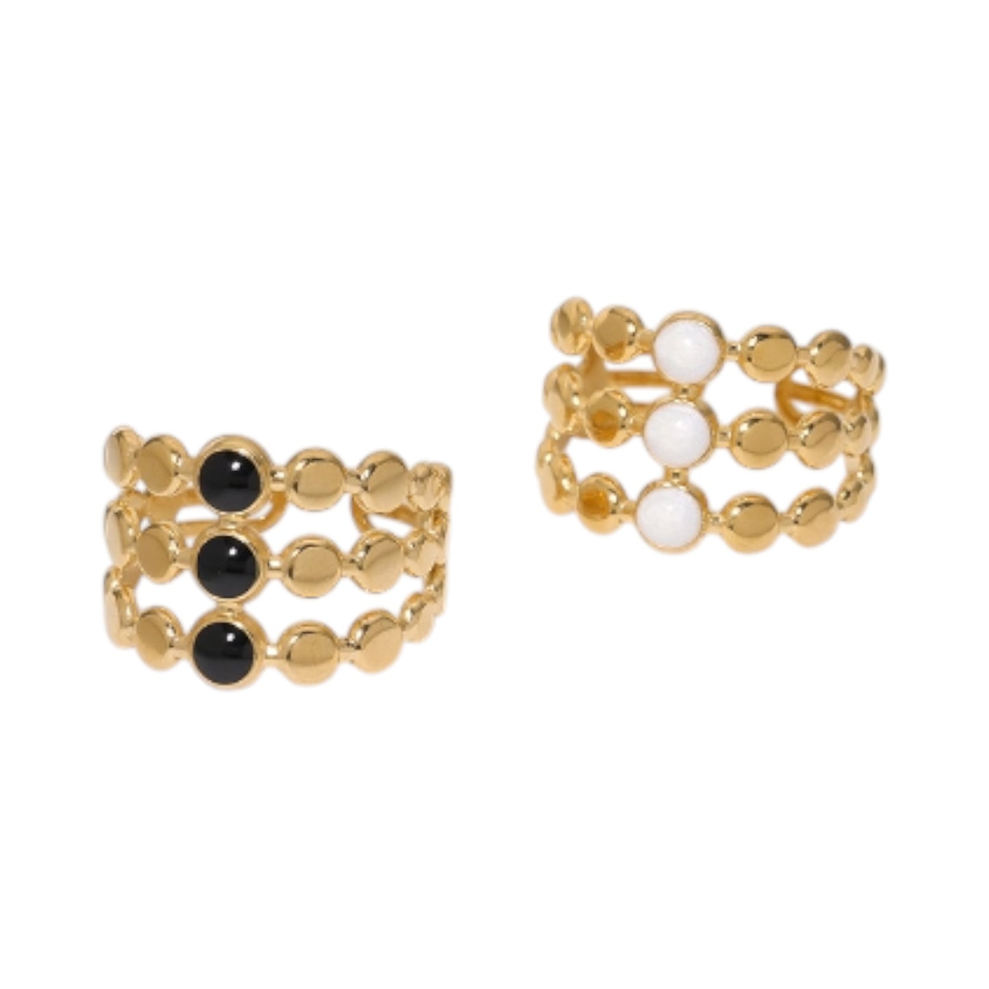 Brede Verstelbare Ring met 3 Emaille Cirkels - Goudkleurig RVS