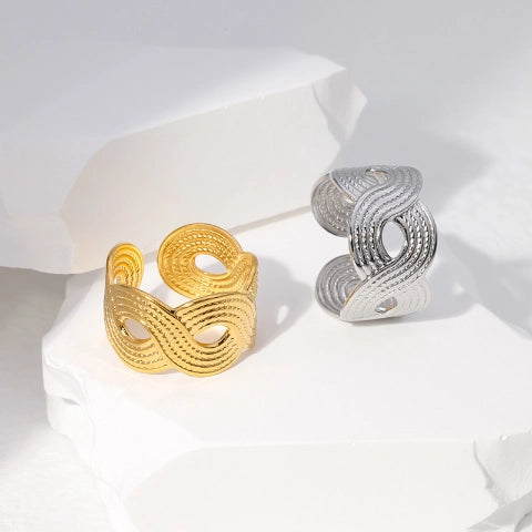 Brede Verstelbare Ring RVS met Vlecht Motief - 13 mm