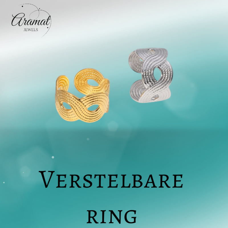 Brede Verstelbare Ring RVS met Vlecht Motief - 13 mm