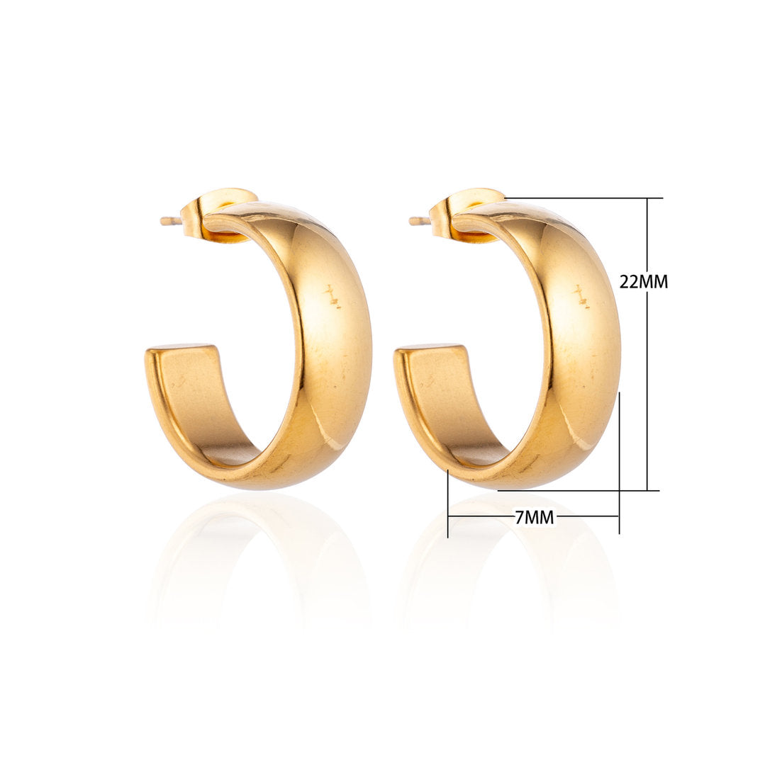 Earrings – 22mm Hoop Creole Smooth Stainless Steel Gold Color Unisex