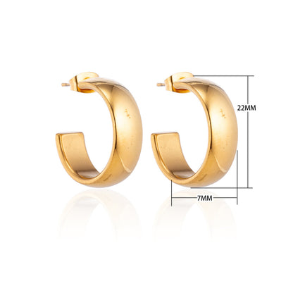Earrings – 22mm Hoop Creole Smooth Stainless Steel Gold Color Unisex