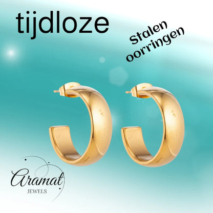 Earrings – 22mm Hoop Creole Smooth Stainless Steel Gold Color Unisex