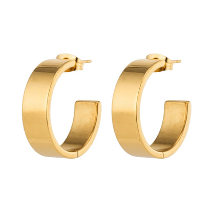 Earrings – 23mm Hoop Creole Smooth Stainless Steel Gold Color Modern Unisex