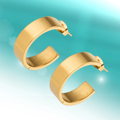 Earrings – 23mm Hoop Creole Smooth Stainless Steel Gold Color Modern Unisex