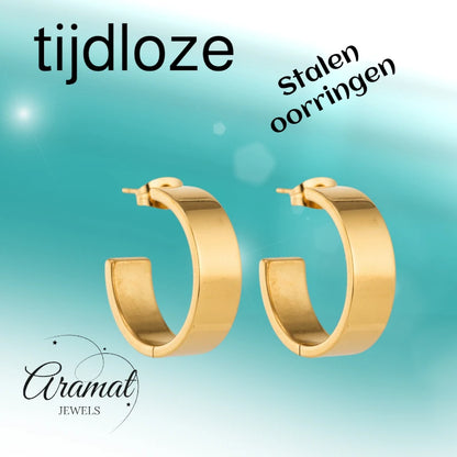Earrings – 23mm Hoop Creole Smooth Stainless Steel Gold Color Modern Unisex