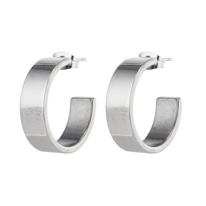 Earrings – 28mm Half-Hoop Smooth Stainless Steel Silver Color Unisex