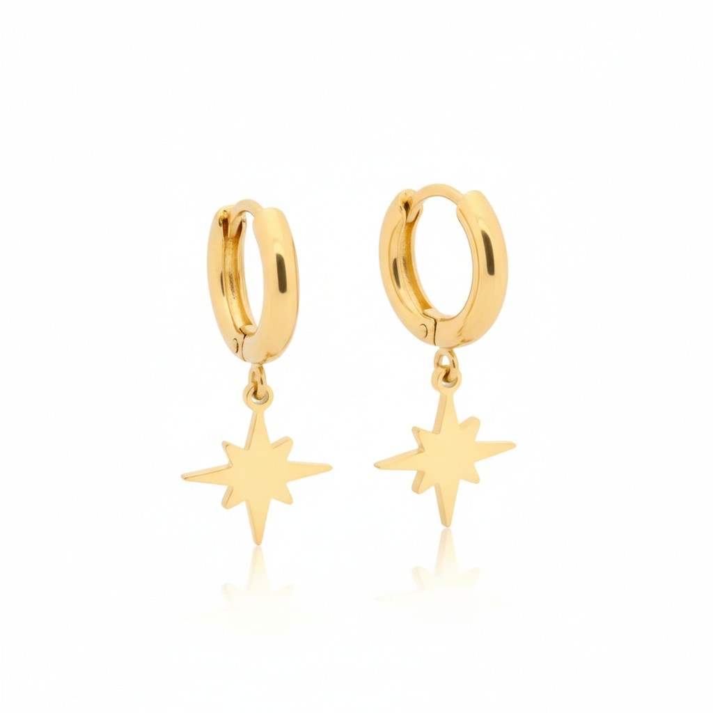 Gold Earrings with Ishster Star Charm 10mm