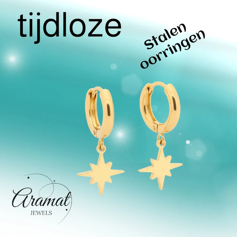 Gold Earrings with Ishster Star Charm 10mm