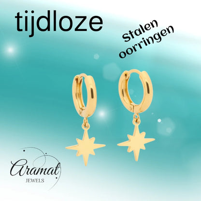 Gold Earrings with Ishster Star Charm 10mm