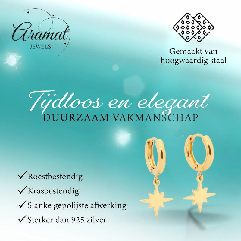 Gold Earrings with Ishster Star Charm 10mm