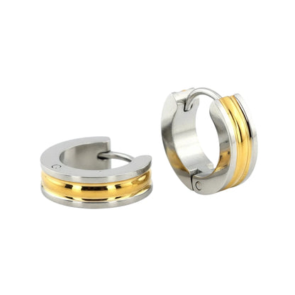 Stainless Steel Bicolor Hoop Earrings Gold Silver 20mm - Huggie Earrings Unisex 