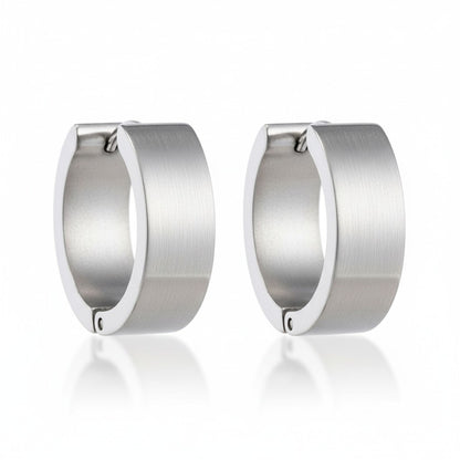Boucles d'oreilles créoles 20 mm, acier inoxydable lisse et brillant, couleur argent, unisexe