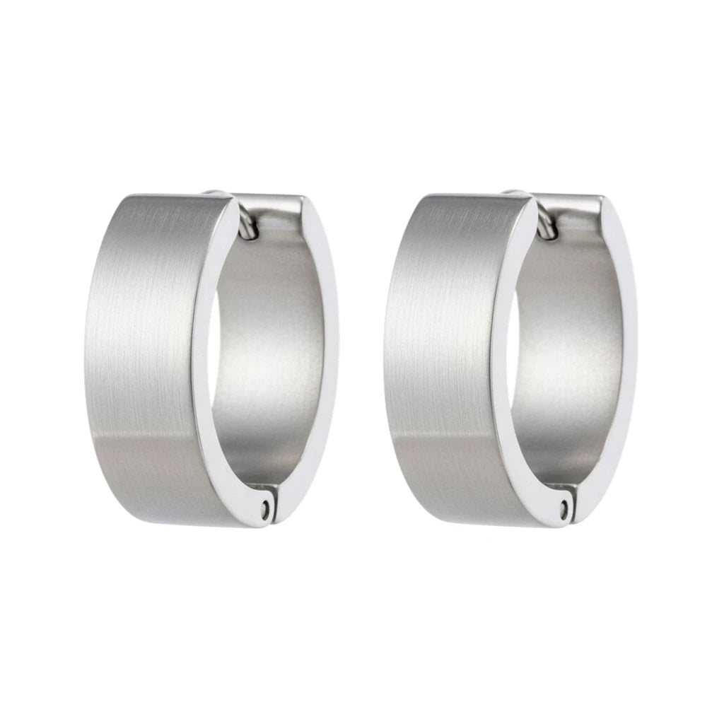 Boucles d'oreilles créoles 20 mm, acier inoxydable lisse et brillant, couleur argent, unisexe