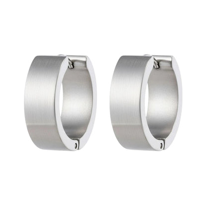 Boucles d'oreilles créoles 20 mm, acier inoxydable lisse et brillant, couleur argent, unisexe