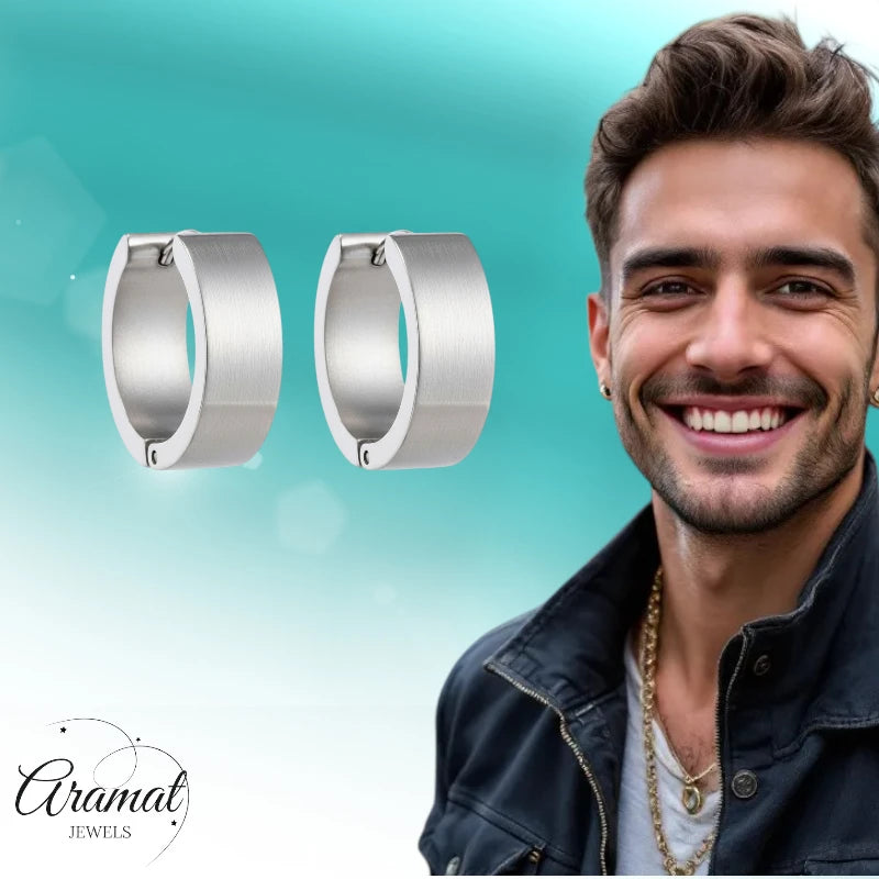 Boucles d'oreilles créoles 20 mm, acier inoxydable lisse et brillant, couleur argent, unisexe