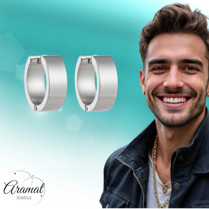 Boucles d'oreilles créoles 20 mm, acier inoxydable lisse et brillant, couleur argent, unisexe