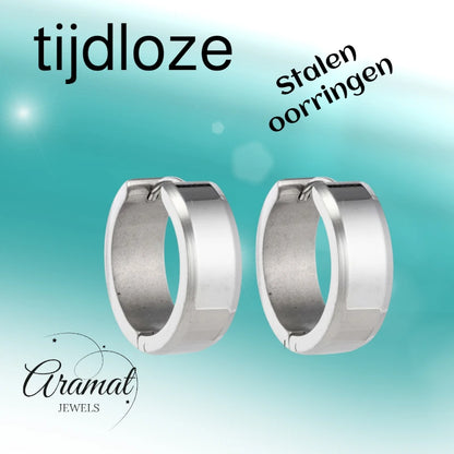 Earrings – 20mm Hoop Earrings with Beveled Edge Stainless Steel Silver Color Unisex