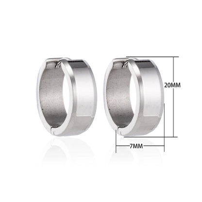 Earrings – 20mm Hoop Earrings with Beveled Edge Stainless Steel Silver Color Unisex