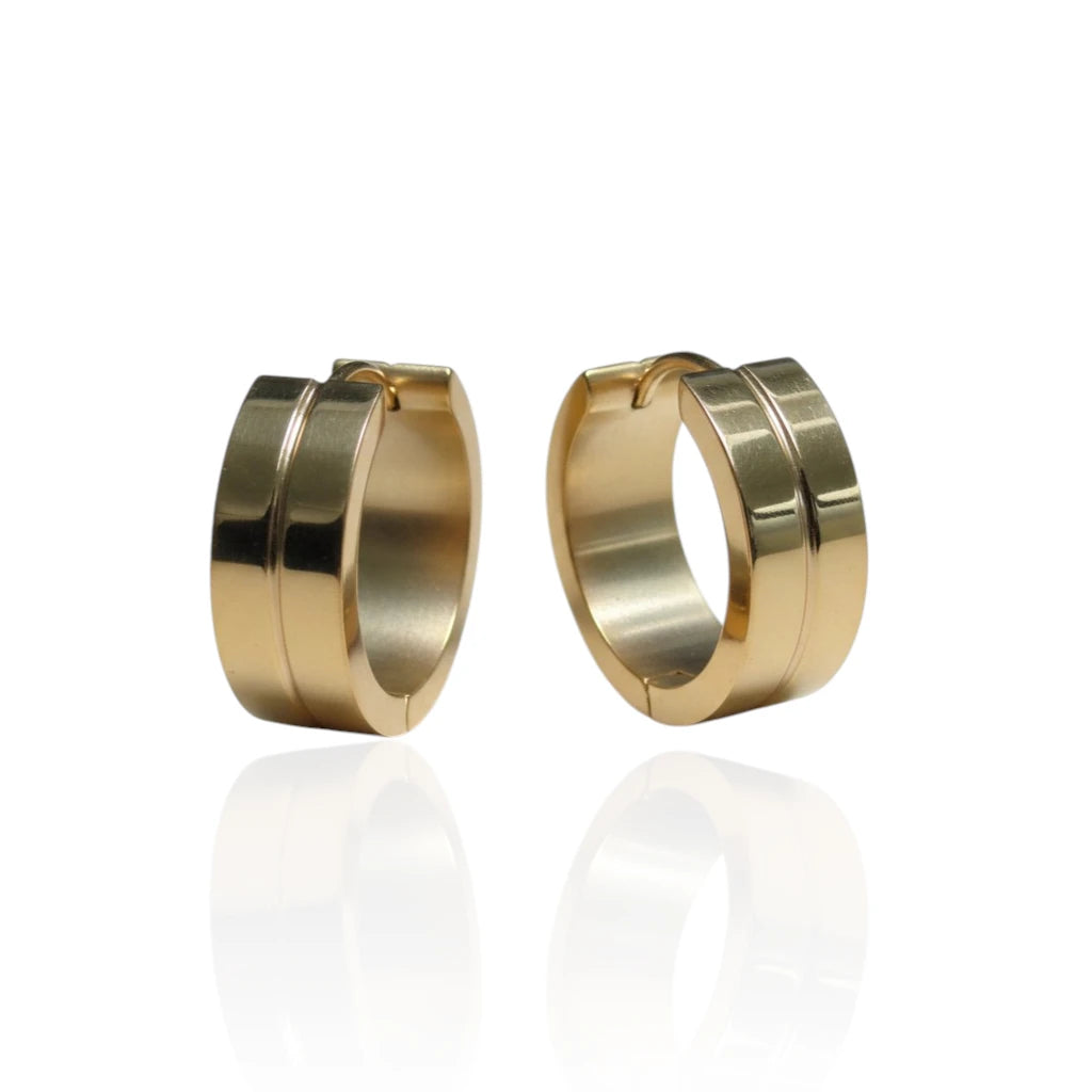 Earrings – 20mm Hoop Earrings with Narrow Line Stainless Steel Gold Color Unisex