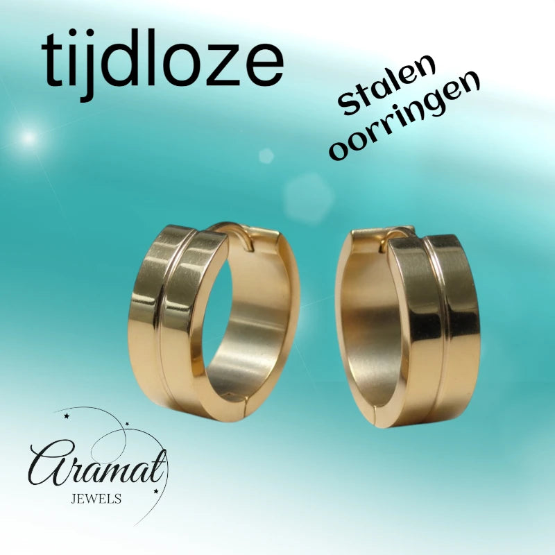 Earrings – 20mm Hoop Earrings with Narrow Line Stainless Steel Gold Color Unisex