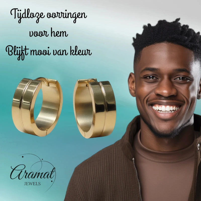 Earrings – 20mm Hoop Earrings with Narrow Line Stainless Steel Gold Color Unisex