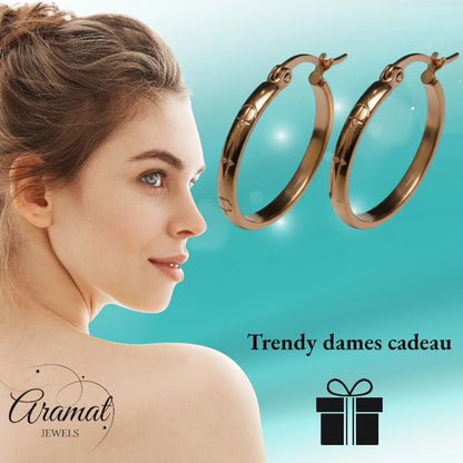 Earrings – 20mm Creole Anchor Motif Stainless Steel Rose Gold Color Women