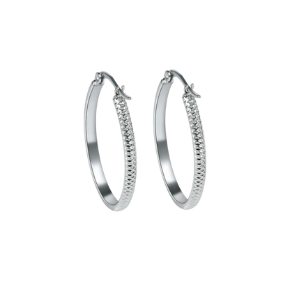 Earrings – 20mm Creole Dots Pattern Stainless Steel Silver Color Women