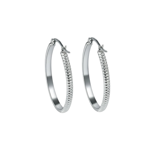 Earrings – 20mm Creole Dots Pattern Stainless Steel Silver Color Women