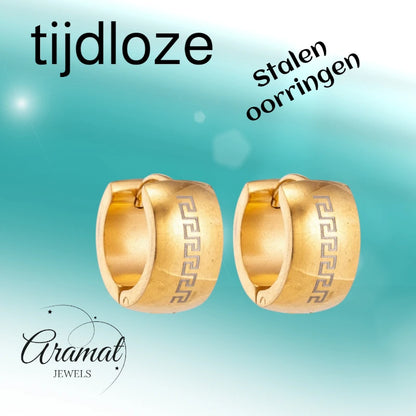 Earrings – 20mm Greek Symbol Stainless Steel Gold Color Unisex 