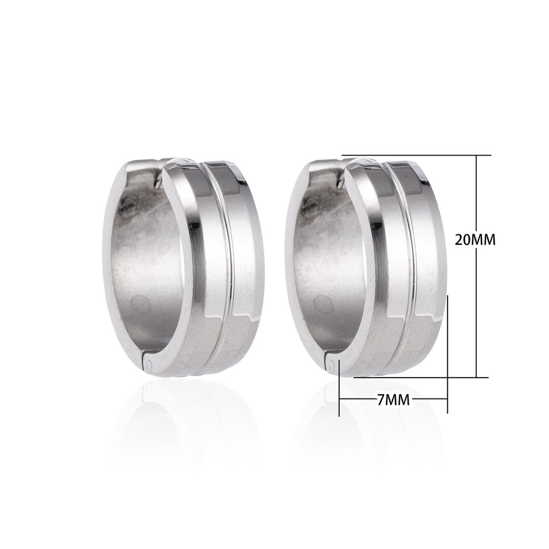 Earrings – 20mm Stainless Steel With Slot Silver Color Unisex