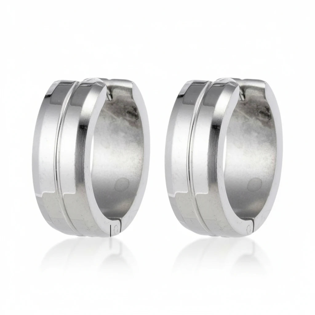 Earrings – 20mm Stainless Steel With Slot Silver Color Unisex