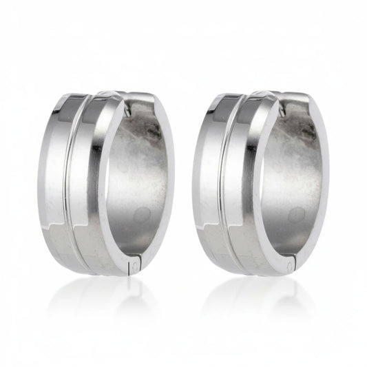 Earrings – 20mm Stainless Steel With Slot Silver Color Unisex