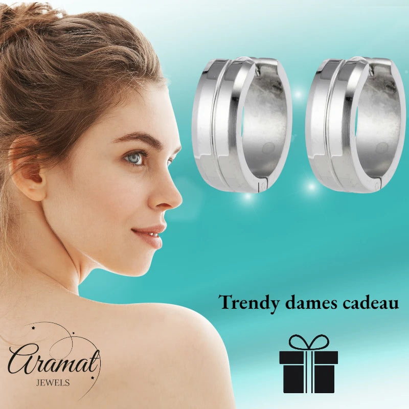 Earrings – 20mm Stainless Steel With Slot Silver Color Unisex