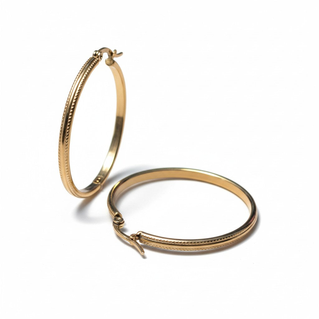 Earrings – 40mm Hoop Edited Stainless Steel Gold Color Women