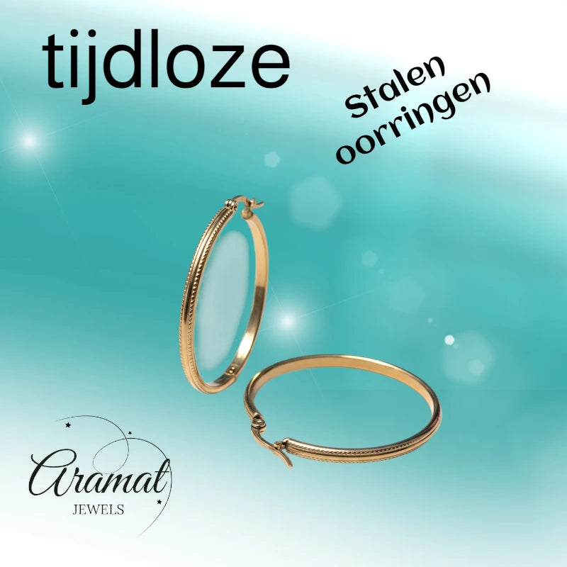 Earrings – 40mm Hoop Edited Stainless Steel Gold Color Women
