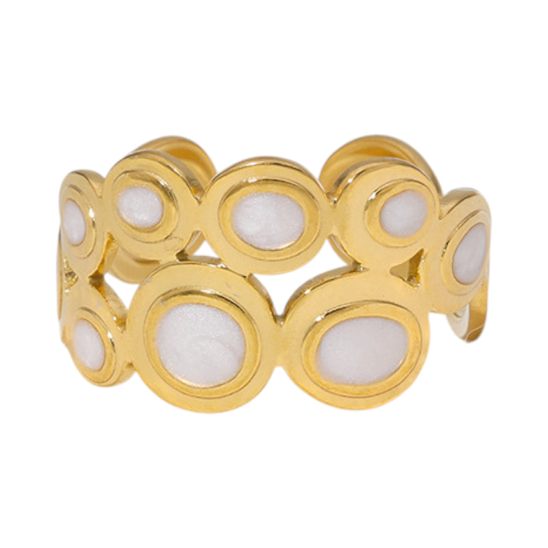 Open Ring RVS met Cirkelmotief en Emaille (12 mm)