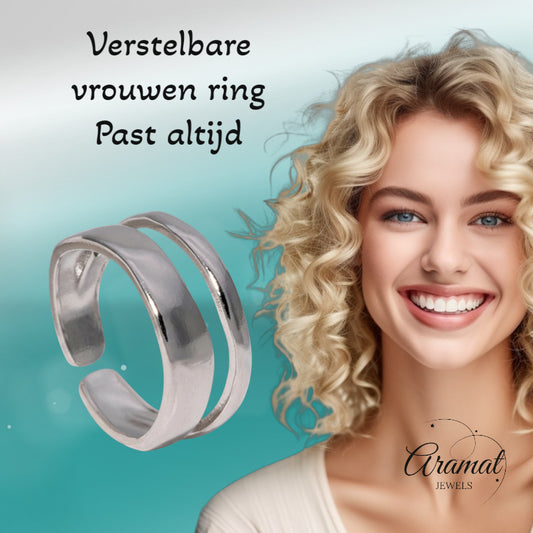 Minimalistische Open Ring Geometrisch (Verstelbaar RVS)