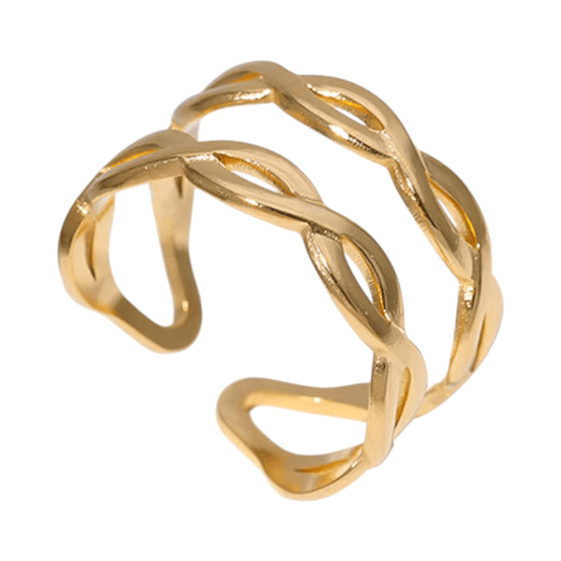 Open Ring RVS met Gevlochten Lijnen (12 mm)