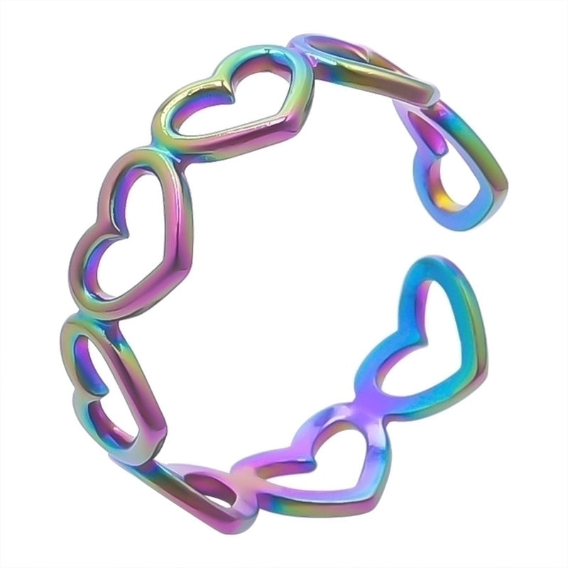 Open Ring RVS Hartjes Schakel (Multicolor, Zilver- of Goudkleur)