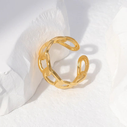 Open Ring Schakel Motief: Gladde en Fijne Schakelband (8 mm)