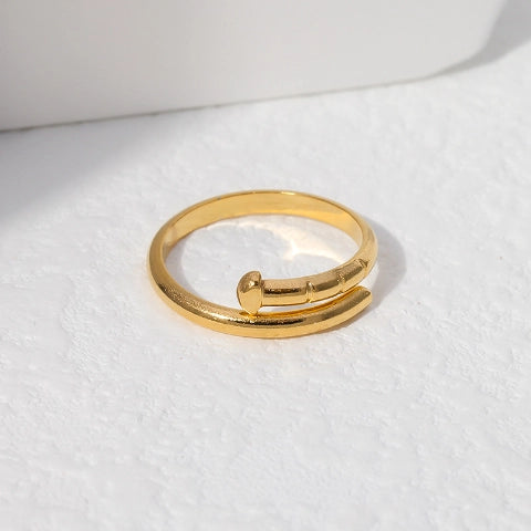 Tijdloze Open Ring met Spijker Design (RVS 4 mm)