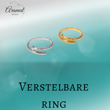 Tijdloze Open Ring met Spijker Design (RVS 4 mm)