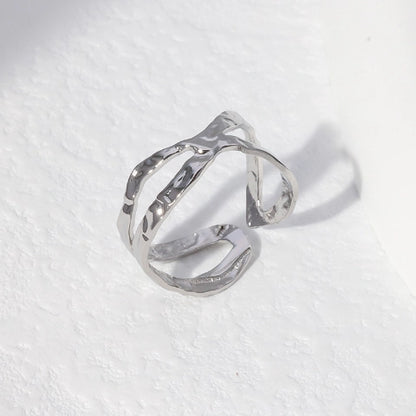 Open Ring Gehamerd Staal (RVS Verstelbaar)